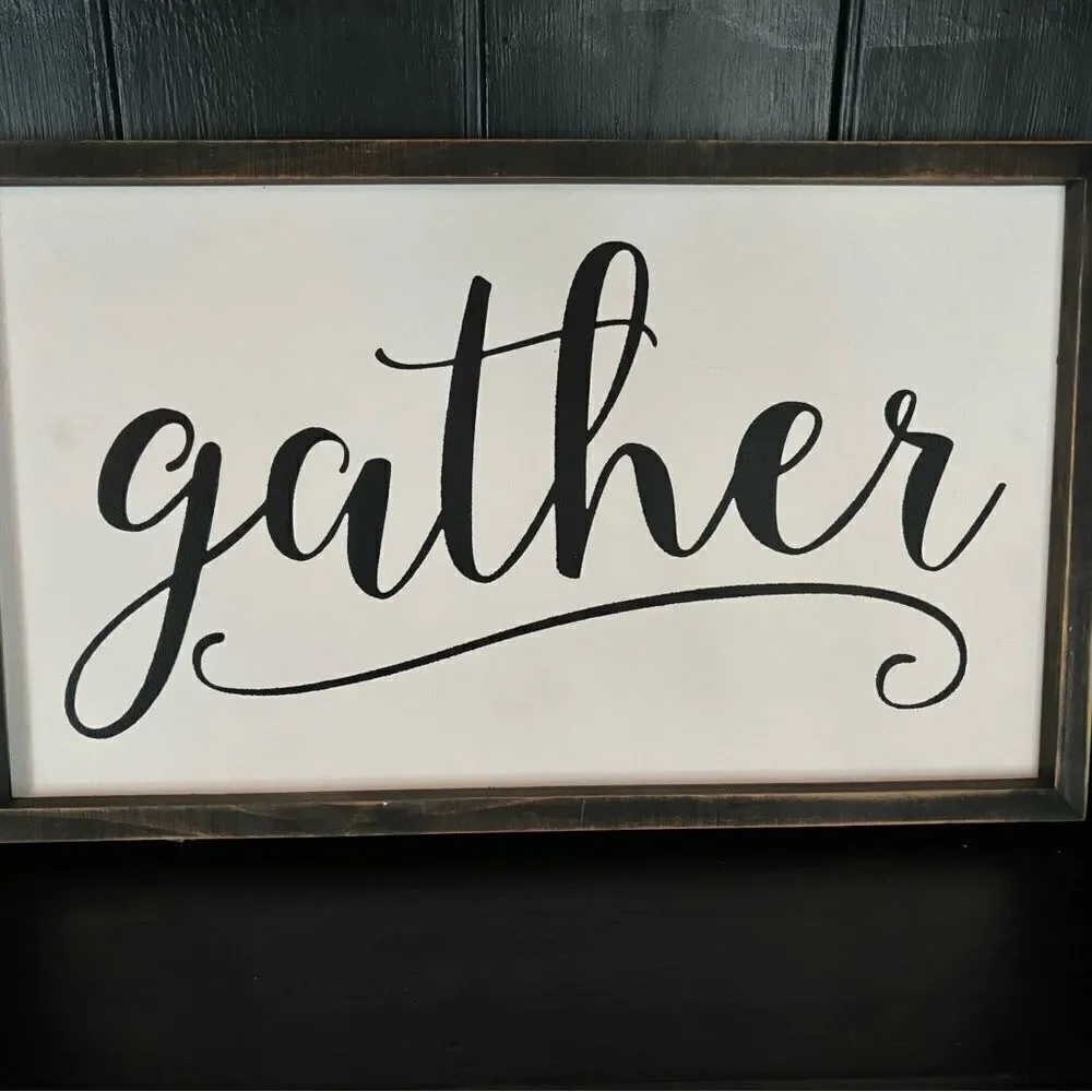 Large GATHER  Rustic Wooden Sign